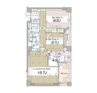 東京都新宿区南元町 賃貸マンション 2LDK